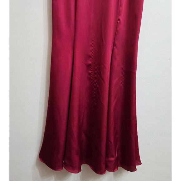 Fame and Partners Womens Ara Red Satin Lace Gown Dress 8 Romantic Vamp Trumpet - Picture 4 of 12